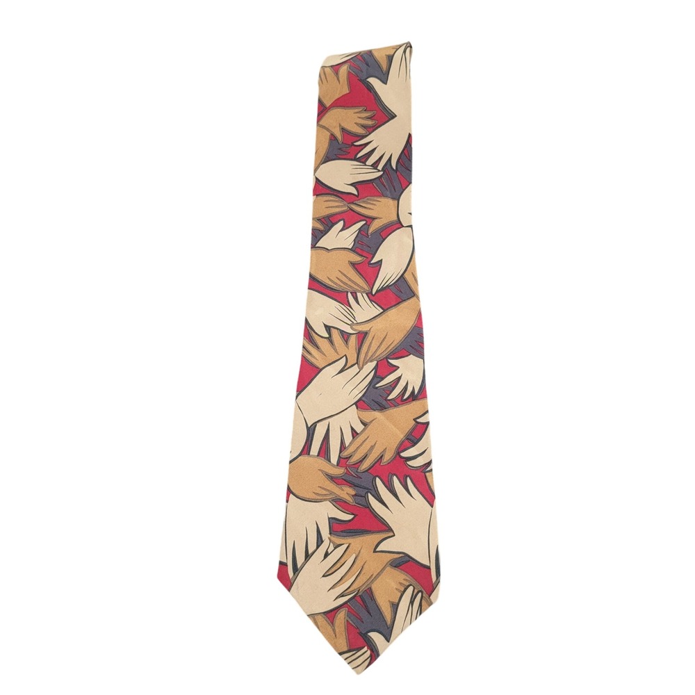 The Beatles Necktie Mens I Want To Hold Your Hand Silk Graphic Red Vintage 1991
